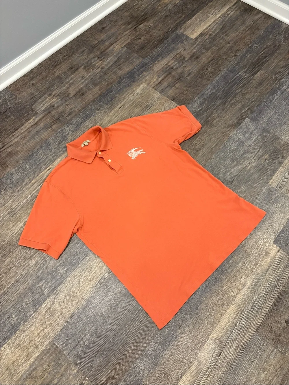 Burberry London Orange Cotton Polo Shirt Men’s Large Short Sleeve Classic